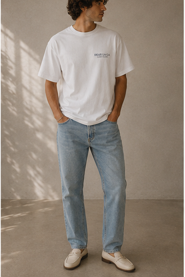 Camiseta Wellness Pays Dividends en azul marino, vista frontal